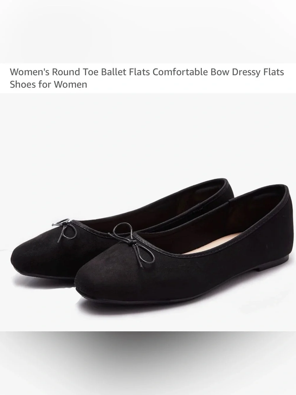 AFEETSING Black Round Toe Ballet Flats with Bow size 11 GUC